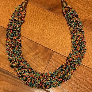 Boho statement beaded necklace